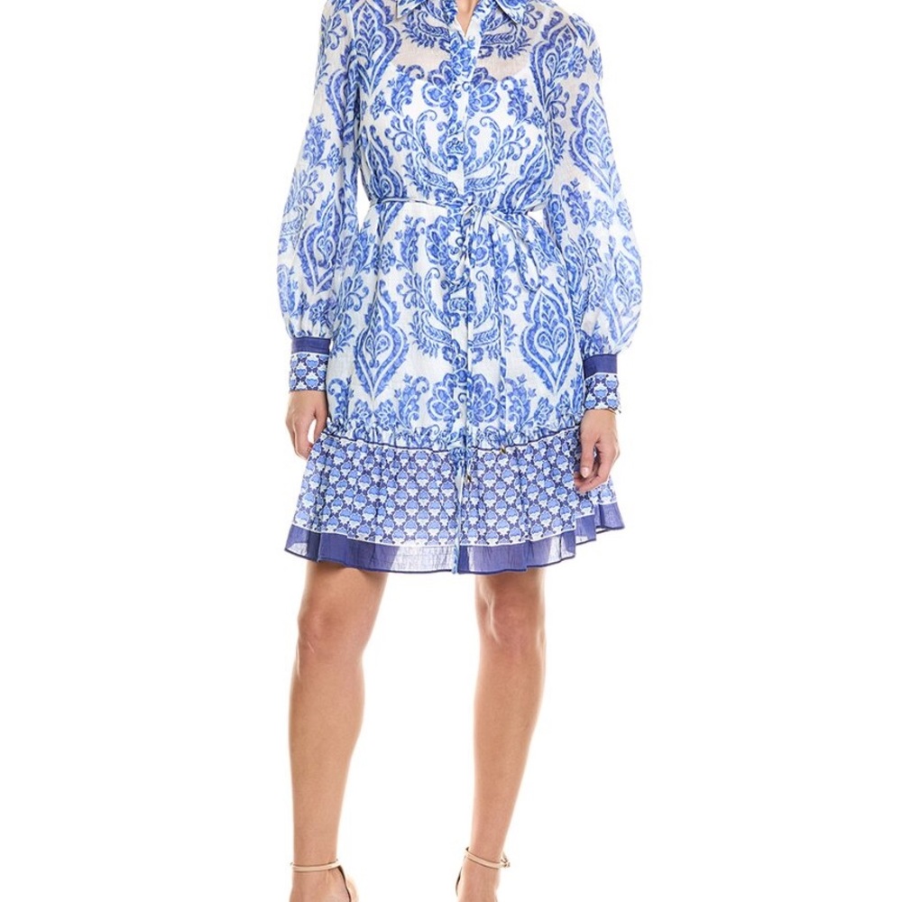 Elegant Blue Patterned Women's Dress